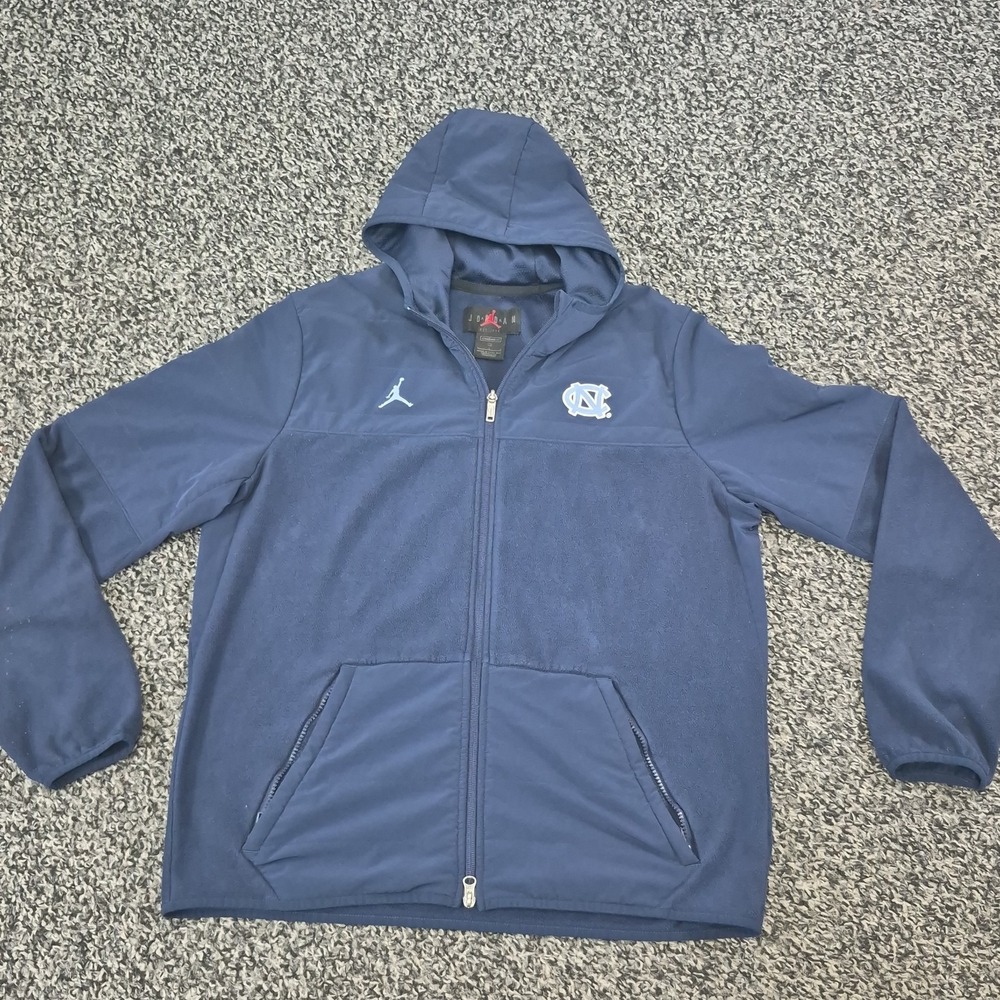 Jordan UNC Tar Heels‎ Full Zip Hoodie Men Large Navy Blue NCAA Jumpman
